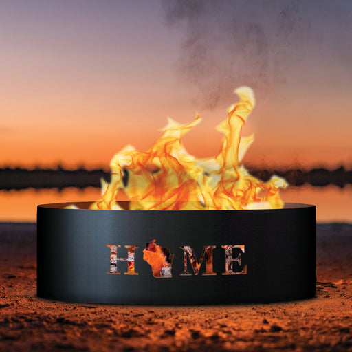 PD Metals HME01760-FP Home Unpainted 12 in. Tall 60 in. Diameter Outdoor Fire Ring with Fire Poker - 60 x 60 x 12 in. - Unpainted Metal Gray