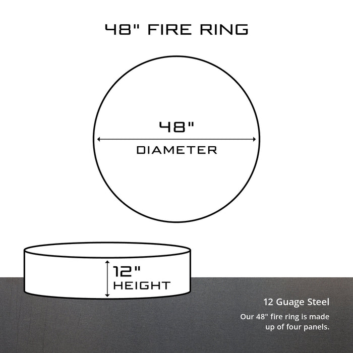 PD Metals SOEA01548-FP Soaring Eagle Unpainted 12 in. Tall 48 in. Diameter Outdoor Fire Ring with Fire Poker - 48 x 48 x 12 in. - Unpainted Metal Gray