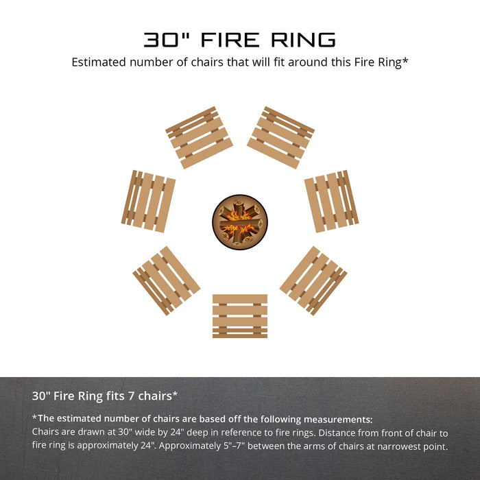 PD Metals FER00630-FP Fighting Elk Unpainted 12 in. Tall 30 in. Diameter Outdoor Fire Ring with Fire Poker - 30 x 30 x 12 in. - Unpainted Metal Gray