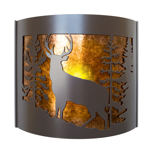 PD Metals WS009FL Whitetail Interior Left Facing Large Wildlife Series Wall Sconce 4.5 x 14 x 12 in. Cappuccino Color