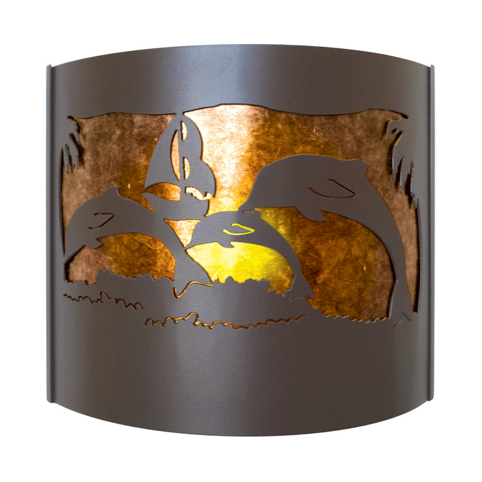 PD Metals DS009FL Dolphin Interior Left Facing Large Wildlife Series Wall Sconce 4.5 x 14 x 12 in. Cappuccino Color