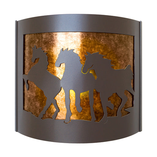 PD Metals MUS09FL Mustang Interior Left Facing Large Wildlife Series Wall Sconce 4.5 x 14 x 12 in. Cappuccino Color