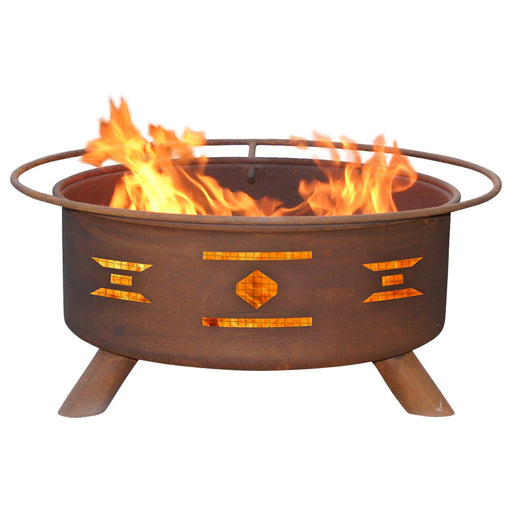 Patina Products F101 Mosaic Santa Fe Steel Outdoor Fire Pit - 24 x 24 x 11 in. - Natural Rust Patina Finish