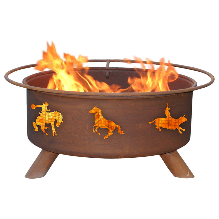 Patina Products F104 Western Steel Outdoor Fire Pit - 24 x 24 x 11 in. - Natural Rust Patina Finish