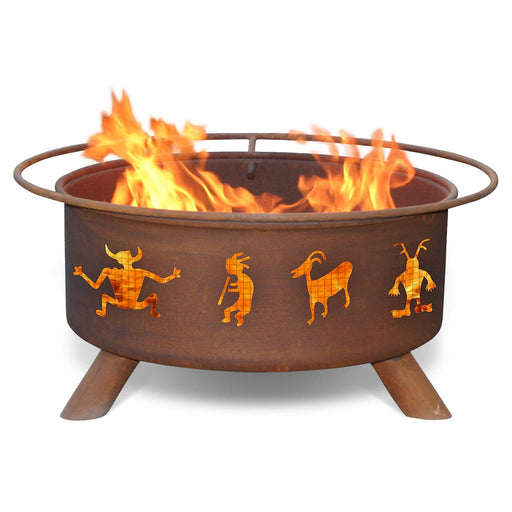 Patina Products F112 Kokopelli Steel Outdoor Fire Pit - 24 x 24 x 11 in. - Natural Rust Patina Finish