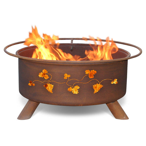 Patina Products F111 Grapevines Steel Outdoor Fire Pit - 24 x 24 x 11 in. - Natural Rust Patina Finish