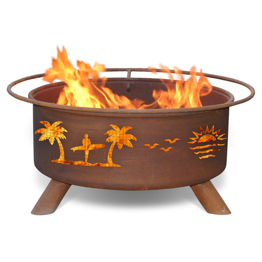 Patina Products F117 Pacific Coast Steel Outdoor Fire Pit - 24 x 24 x 11 in. - Natural Rust Patina Finish