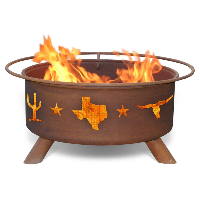 Patina Products F115 Lone Star Steel Outdoor Fire Pit - 24 x 24 x 11 in. - Natural Rust Patina Finish