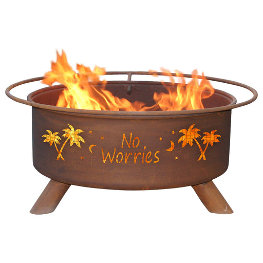 Patina Products F121 No Worries Steel Outdoor Fire Pit - 24 x 24 x 11 in. - Natural Rust Patina Finish