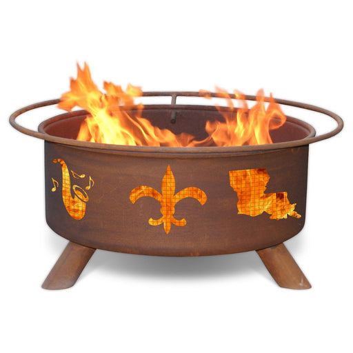 Patina Products F120 Mardi Gras Steel Outdoor Fire Pit - 24 x 24 x 11 in. - Natural Rust Patina Finish