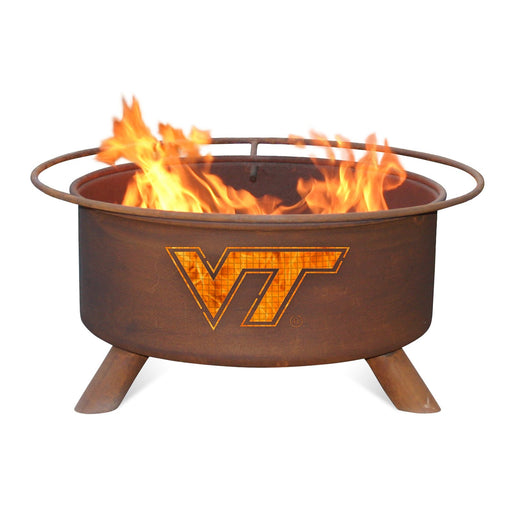 Patina Products F431 Virginia Tech Steel Outdoor Fire Pit - 24 x 24 x 11 in. - Natural Rust Patina Finish