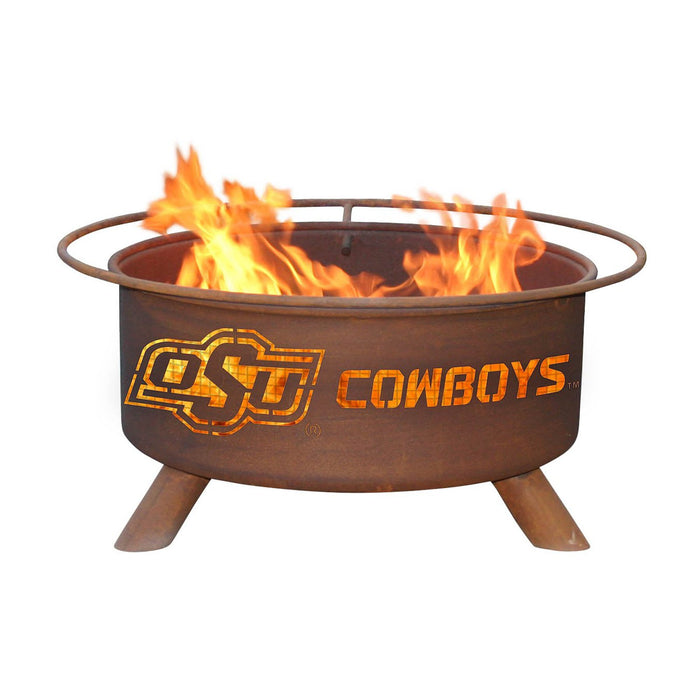 Patina Products F227 Oklahoma State Steel Outdoor Fire Pit - 24 x 24 x 11 in. - Natural Rust Patina Finish