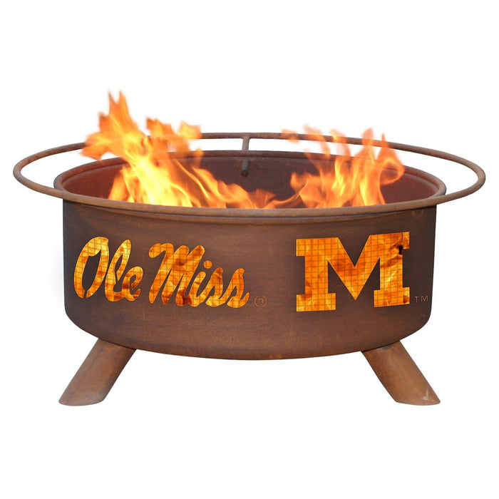 Patina Products F242 Ole Miss Steel Outdoor Fire Pit - 24 x 24 x 11 in. - Natural Rust Patina Finish