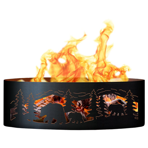 PD Metals BCR00460 Bear N Cubs Unpainted 12 in. Tall 60 in. Diameter Outdoor Fire Ring - 60 x 60 x 12 in. - Unpainted Metal Gray