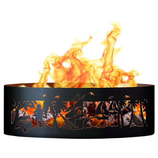 PD Metals PL01437 Pirates Life Unpainted 12 in. Tall 37 in. Diameter Outdoor Fire Ring - 37 x 37 x 12 in. - Unpainted Metal Gray