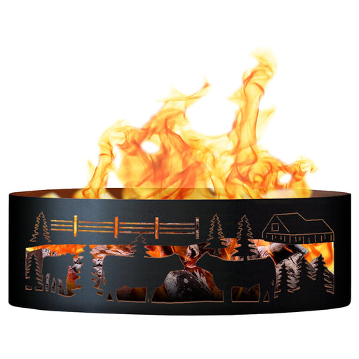 PD Metals COF00530 Cows on the Farm Unpainted 12 in. Tall 30 in. Diameter Outdoor Fire Ring - 30 x 30 x 12 in. - Unpainted Metal Gray