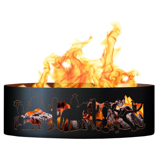 PD Metals SW001648 Southwest Unpainted 12 in. Tall 48 in. Diameter Outdoor Fire Ring - 48 x 48 x 12 in. - Unpainted Metal Gray