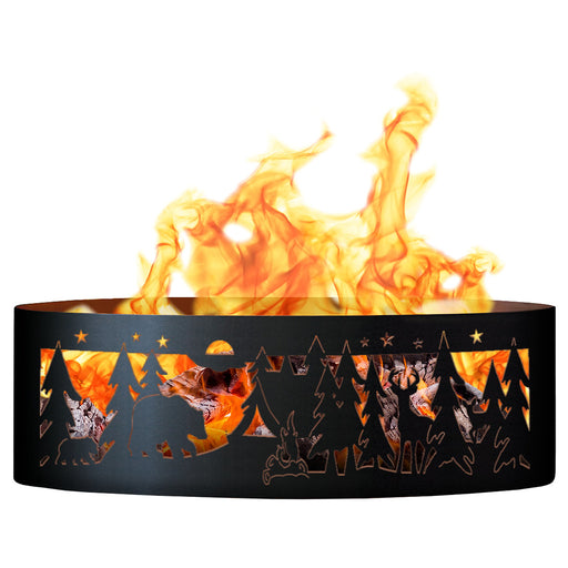 PD Metals NW00737 Northwoods Unpainted 12 in. Tall 37 in. Diameter Outdoor Fire Ring - 37 x 37 x 12 in. - Unpainted Metal Gray