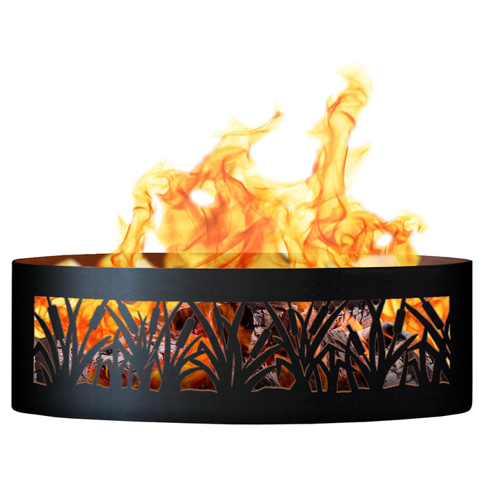 PD Metals CFR00948 Cattail Unpainted 12 in. Tall 48 in. Diameter Outdoor Fire Ring - 48 x 48 x 12 in. - Unpainted Metal Gray