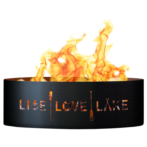 PD Metals LLL01830 Live Love Lake Unpainted 12 in. Tall 30 in. Diameter Outdoor Fire Ring - 30 x 30 x 12 in. - Unpainted Metal Gray