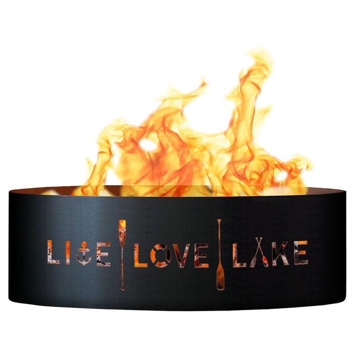 PD Metals LLL01860 Live Love Lake Unpainted 12 in. Tall 60 in. Diameter Outdoor Fire Ring - 60 x 60 x 12 in. - Unpainted Metal Gray