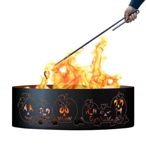 PD Metals AH01448-FP Autumn Harvest Unpainted 12 in. Tall 48 in. Diameter Outdoor Fire Ring with Fire Poker - 48 x 48 x 12 in. - Unpainted Metal Gray