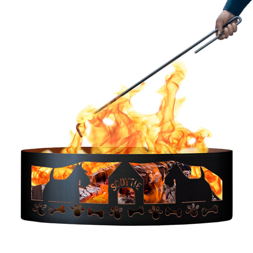 PD Metals SFR01048-FP Scottie Unpainted 12 in. Tall 48 in. Diameter Outdoor Fire Ring with Fire Poker - 48 x 48 x 12 in. - Unpainted Metal Gray