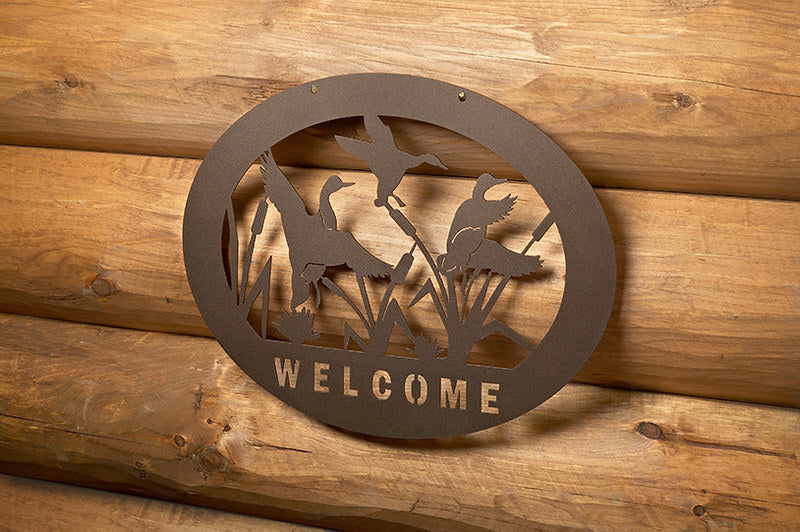 PD Metals FDWS09 Flying Duck Wildlife Welcome Sign - 0.5 x 16.25 x 20.5 in. - Cappuccino Color