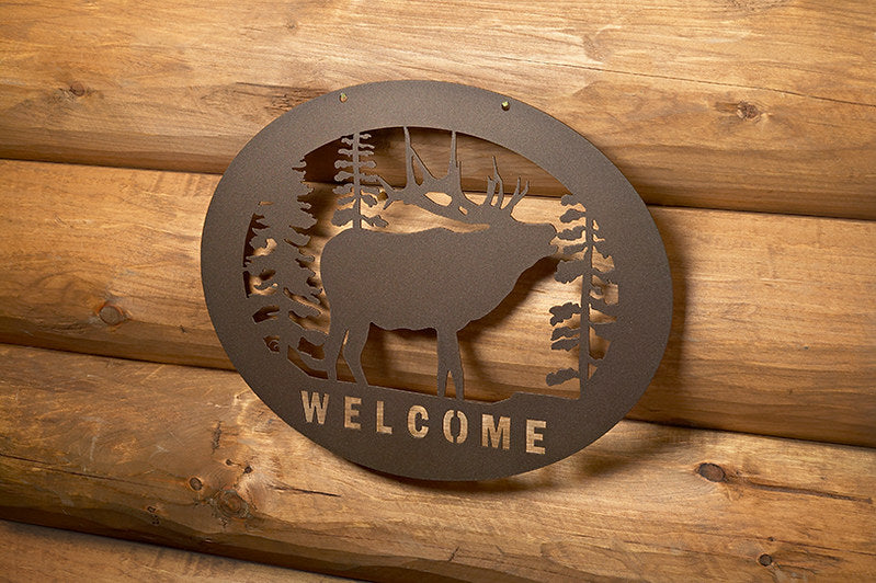 PD Metals EWS09 Elk Wildlife Welcome Sign - 0.5 x 16.25 x 20.5 in. - Cappuccino Color