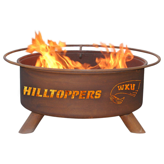 Patina Products F484 Western Kentucky University Steel Outdoor Fire Pit - 24 x 24 x 11 in. - Natural Rust Patina Finish