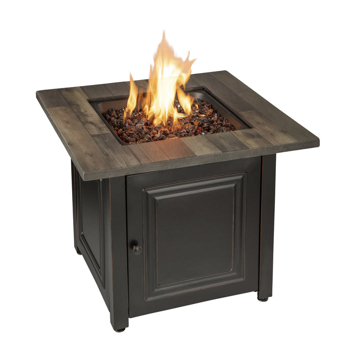 Endless Summer GAD15285SP The Burlington LP Gas Outdoor Fire Pit with Printed Resin Mantel - 30 x 30 x 25.39 in. - Black Color