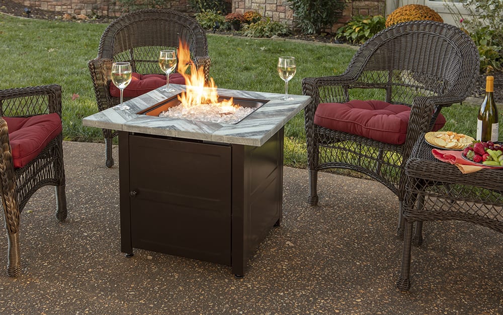 Endless Summer GAD15287SP The Duval LP Gas Outdoor Fire Pit with Printed Resin Mantel - 30 x 30 x 25.39 in. - Brown Color