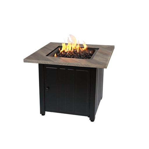 Endless Summer GAD15299ES The Harper 30" Square Gas Outdoor Fire Pit with Printed Cement Resin Mantel - 30 x 30 x 24.61 in. - Black Color