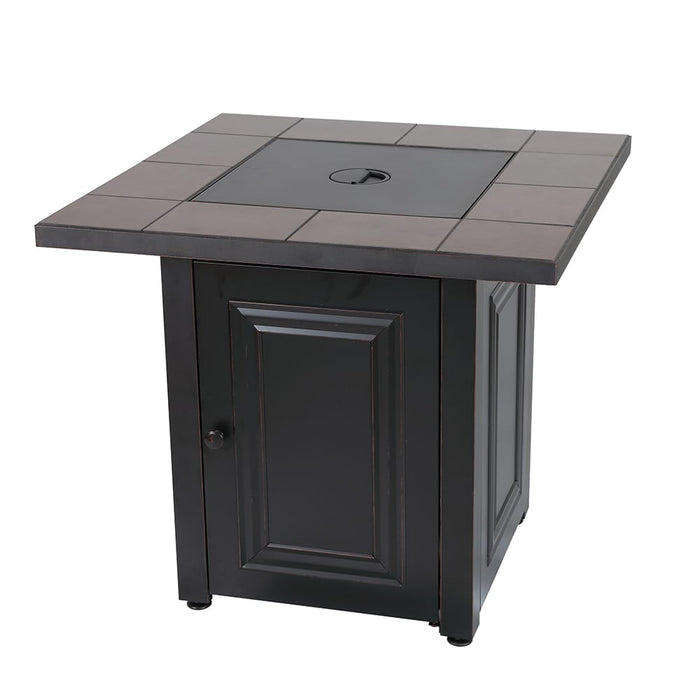 Endless Summer GAD15411SP The Vanderbilt LP Gas Outdoor Fire Pit with Ceramic Tile Mantel - 28 x 28 x 24.8 in. - Black Color