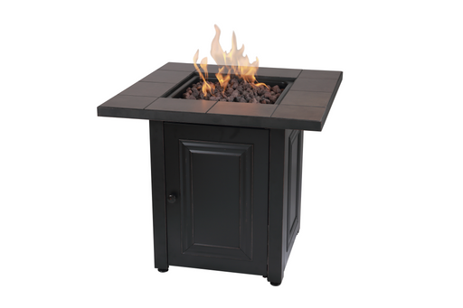 Endless Summer GAD15411SP The Vanderbilt LP Gas Outdoor Fire Pit with Ceramic Tile Mantel - 28 x 28 x 24.8 in. - Black Color