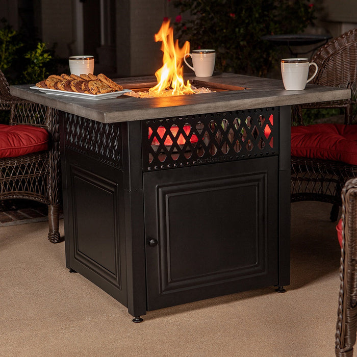 Endless Summer GAD19101ES The Dakota Dual Heat LP Gas Outdoor Fire Pit/Patio Heater with Wood Look Resin Mantel - 37.8 x 37.8 x 30.71 in. - Black Color