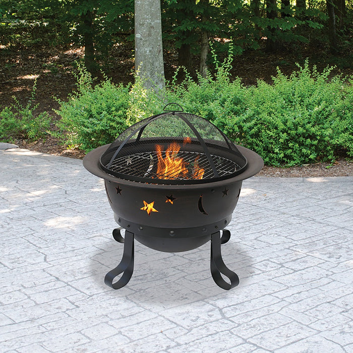 Endless Summer WAD1081SP Oil Rubbed Bronze Wood Burning Outdoor Firebowl with Stars And Moons - 29.53 x 29.53 x 27.95 in. - Bronze Color