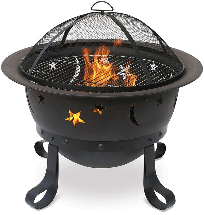 Endless Summer WAD1081SP Oil Rubbed Bronze Wood Burning Outdoor Firebowl with Stars And Moons - 29.53 x 29.53 x 27.95 in. - Bronze Color