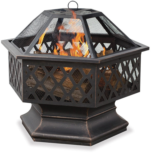 Endless Summer WAD1377SP Oil Rubbed Bronze Wood Burning Outdoor Firebowl with Lattice Design - 27.56 x 23.62 x 24.61 in. - Brown Color