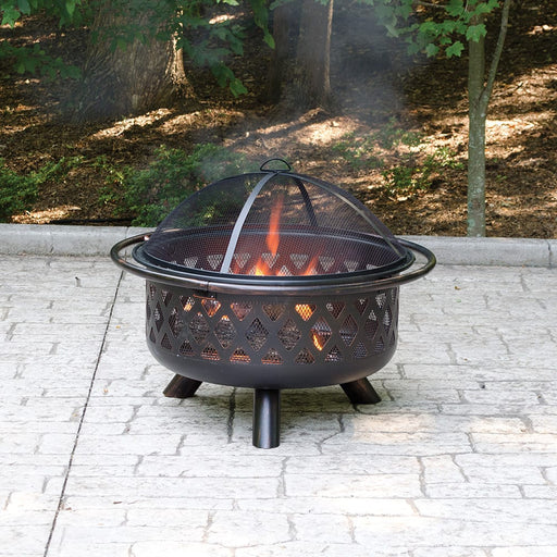 Endless Summer WAD792SP Oil Rubbed Bronze Wood Burning Firebowl with Lattice Design - 35.83 x 35.83 x 27.95 in. - Bronze Color