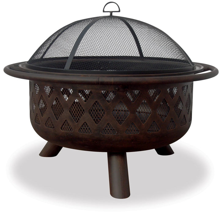 Endless Summer WAD792SP Oil Rubbed Bronze Wood Burning Firebowl with Lattice Design - 35.83 x 35.83 x 27.95 in. - Bronze Color