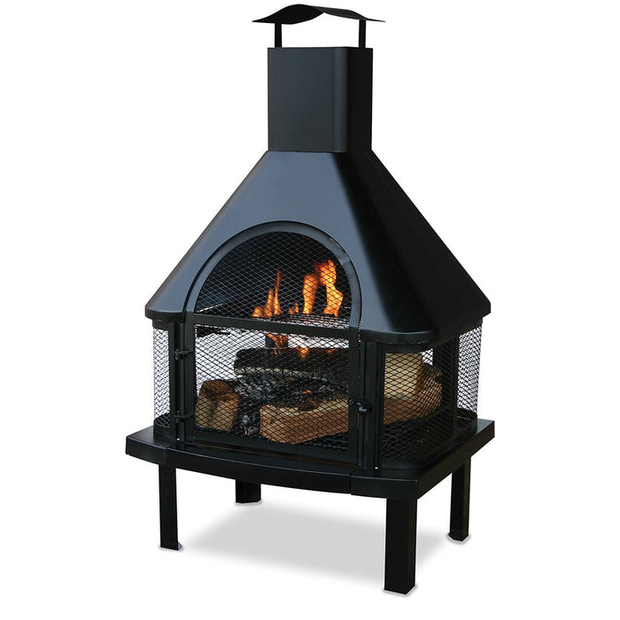 Endless Summer WAF1013C Black Wood Burning Outdoor Firehouse with Chimney - 25 x 20.08 x 43.31 in. - Black Color